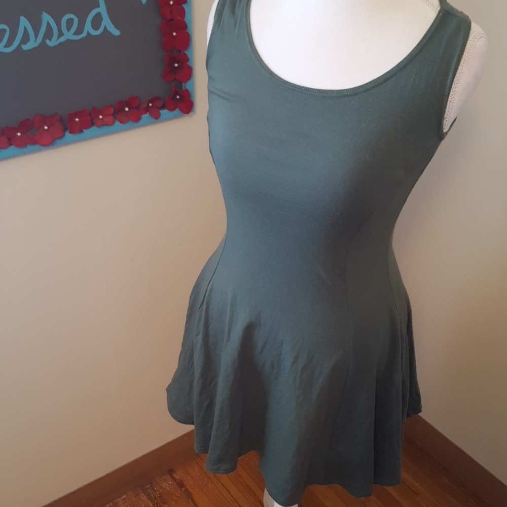 Olive green boohoo skater tank sleeveless  dress